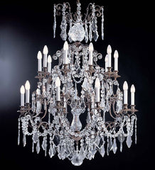20 Light Brass Chandelier With Bohemian Crystals