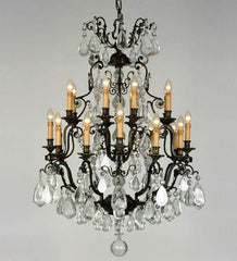 20 Light Bronze Chandelier With Crystals