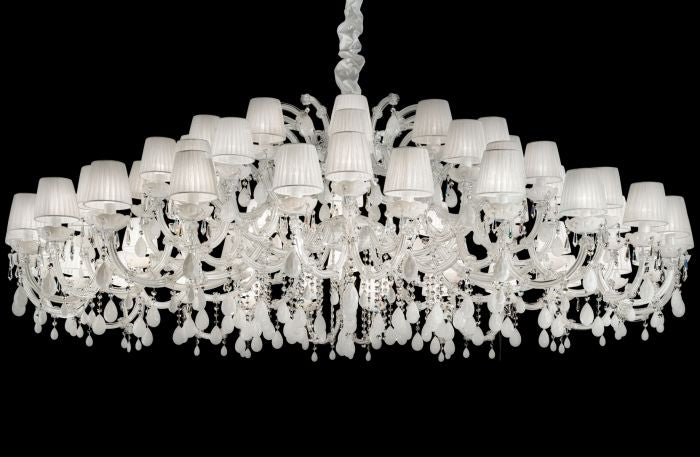2.2 Metre-Wide White Italian Glass Chandelier With Shades
