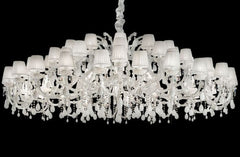 2.2 Metre-Wide White Italian Glass Chandelier With Shades