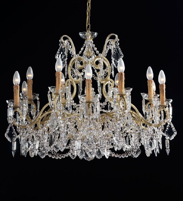 12 Light Gold Chandelier With Bohemian Crystals