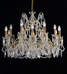 12 Light Gold Chandelier With Bohemian Crystals