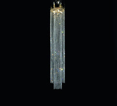 2 Metre-Tall Gold-Plated Crystal Pendant Light From Italy