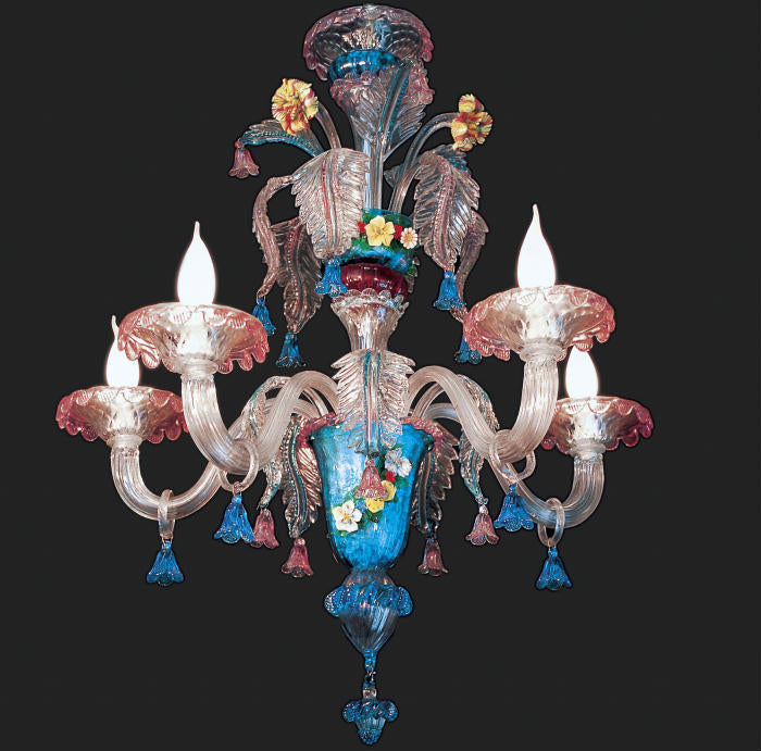 5 Light Floral Murano Chandelier