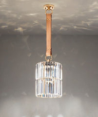 28 Cm Glass Prism Ceiling Pendant With Custom Options & Leather Strap