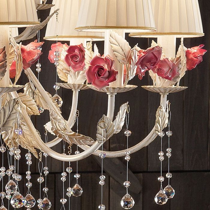 Beautiful 15 light chandelier with hand-painted roses