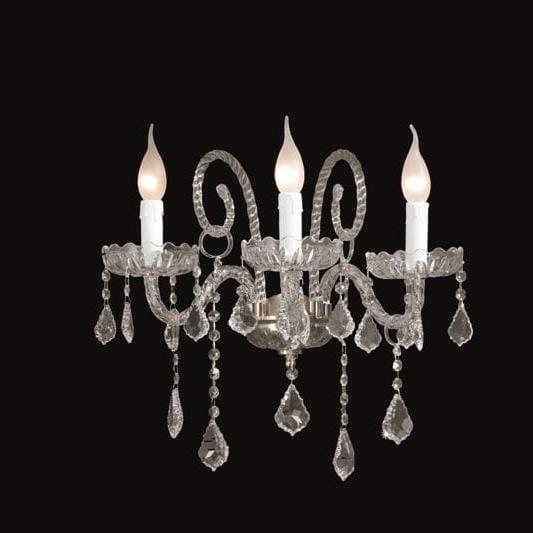 3 Light Glass & Crystal Wall Sconce