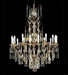18 Light Brass Chandelier With Bohemian Crystals