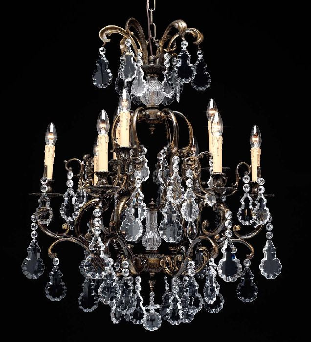 9 Light French Gold Chandelier With Bohemian Crystals