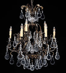 9 Light French Gold Chandelier With Bohemian Crystals