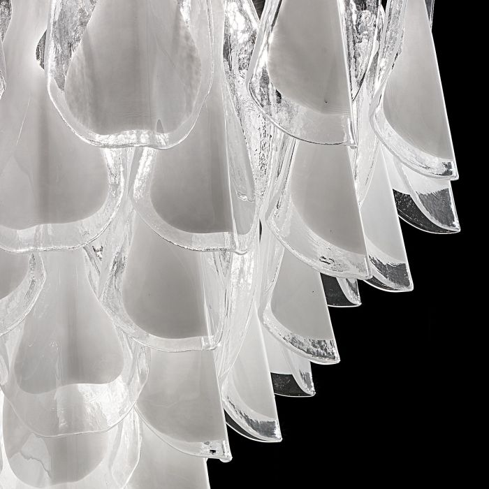 75 Cm White And Clear Murano Glass Custom Chandelier