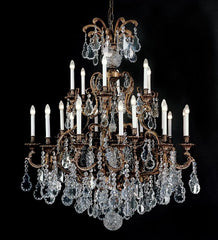 24 Light Brass Chandelier With Bohemian Crystals