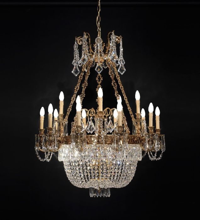 21 Light French Gold Chandelier With Crystals