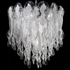 70 Cm Amber And Clear Murano Glass 60S And 70S Style Chandelier
