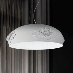 65cm Domed Ceiling Pendant with Rose Relief Detailing