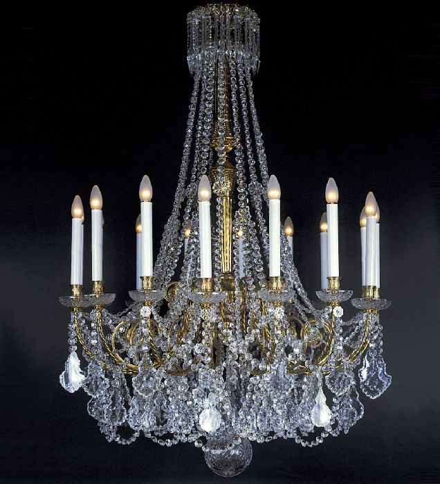 16 Light French Gold Chandelier With Crystals