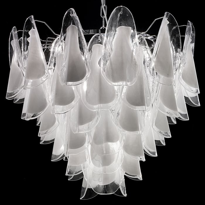 75 Cm White And Clear Murano Glass Custom Chandelier