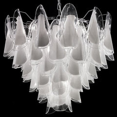 75 Cm White And Clear Murano Glass Custom Chandelier