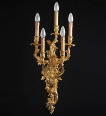 90 Cm Ornate French Gold Wall Sconce From Italy
