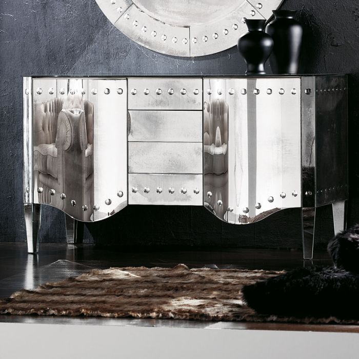 Art Deco-Style Venetian Mirror Glass Sideboard