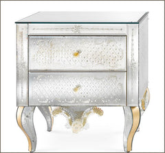 18Th Century-Style Engraved Venetian Mirrored Bedside Table