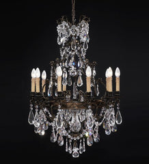 10 Light Classic Brass Chandelier With Crystals