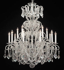15 Light Silver Chandelier With Bohemian Crystals