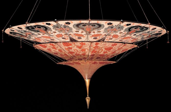 3 Tier Fortuny Style Chandelier In Murano Glass