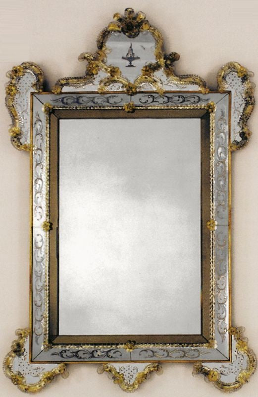 Antique Glass 17Th Century Venetian Mirror