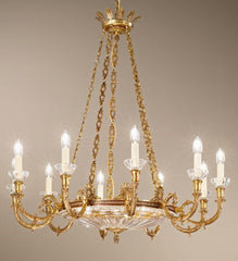 Antique French Gold 10 Arm English-Style Chandelier