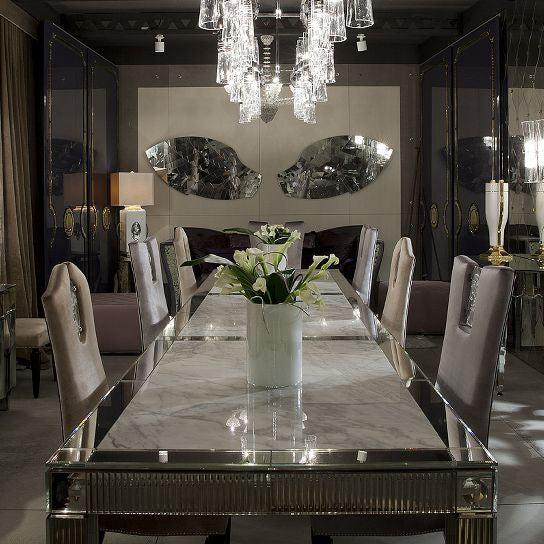 4 Metre Dining Table With Venetian Mirror Inserts