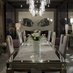 4 Metre Dining Table With Venetian Mirror Inserts