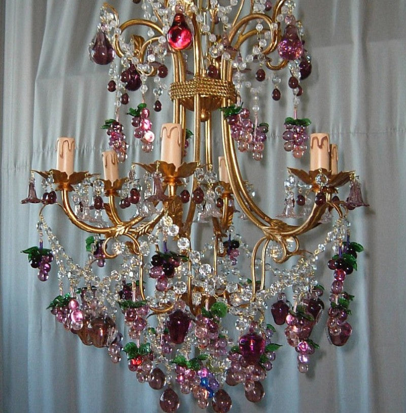 Amethyst Murano Glass Fruit Chandelier With 6 Lights