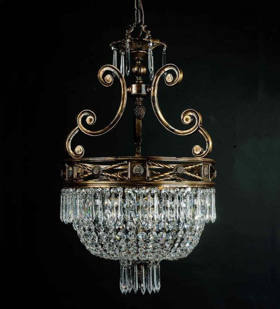 75 Cm Old Gold And Crystal Empire Style Chandelier