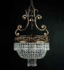 75 Cm Old Gold And Crystal Empire Style Chandelier