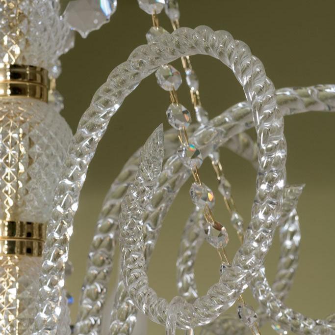 18-Light (2-Tiers) Clear Murano Chandelier with Transparent Premium Glass Elements