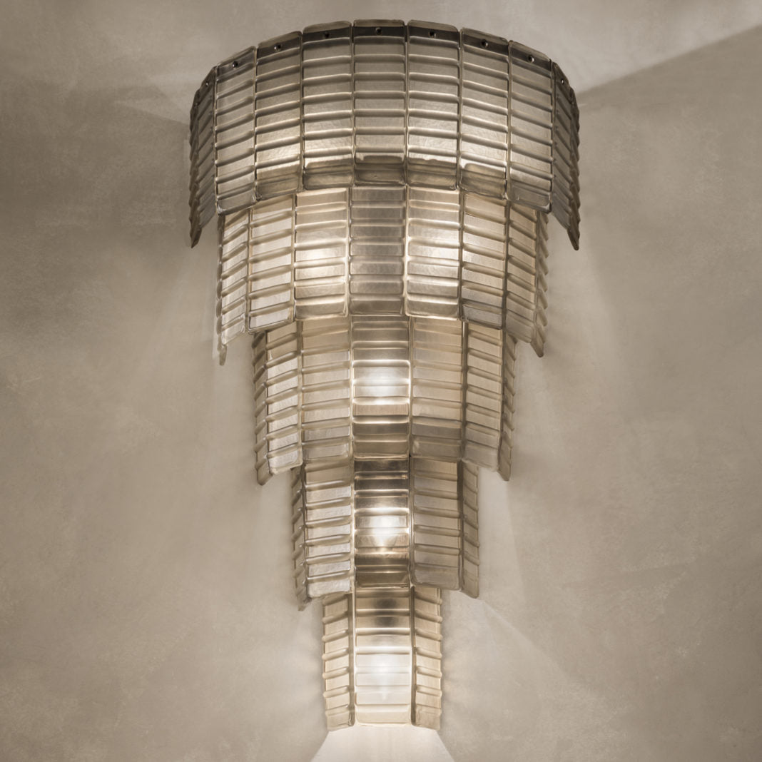 7-Light Satin Murano Glass Wall Lamp with Satin SMoke Finish