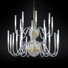 2 Tier Modern Frosted Glass Chandelier With Tube Diffuser